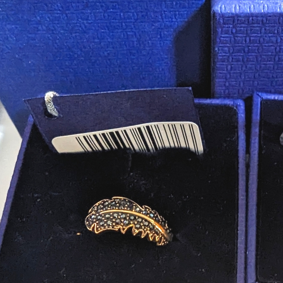 Brand New In Box Swarovski Naughty Feather Ring 52